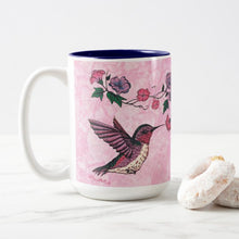 Load image into Gallery viewer, Hummingbird &amp; Flowers - Two-Tone Coffee Mug