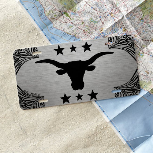 Longhorn Steer Silhouette - License Plate