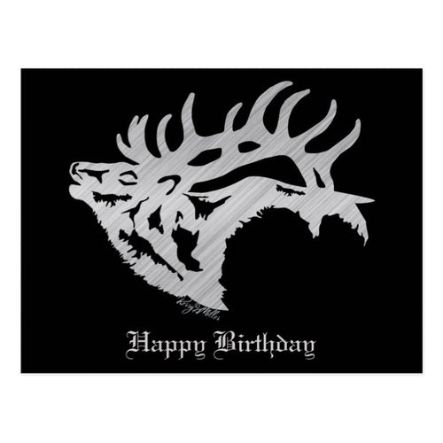 Bull Elk Silhouette - Postcard