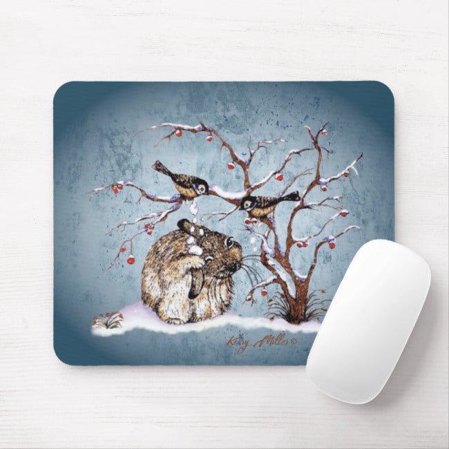 Bunny & Snow Birds - Mouse Pad