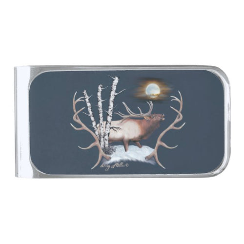 Bull Elk - Silver Finish Money Clip