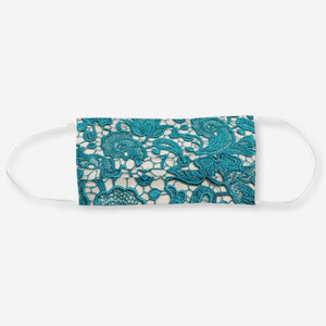 Teal Floral Embroidery - Cloth Face Mask