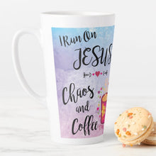 Load image into Gallery viewer, I Run On Jesus, Chaos and Coffee - Latte Mug