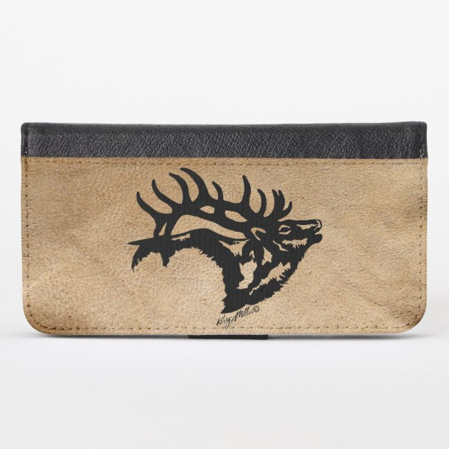 Bull Elk Silhouette - iPhone Wallet Case