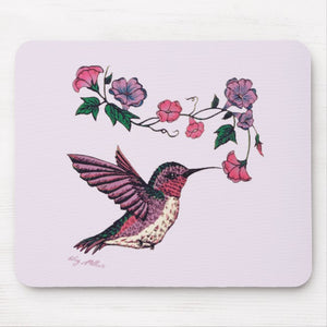 Hummingbird & Flowers - Mouse Pad