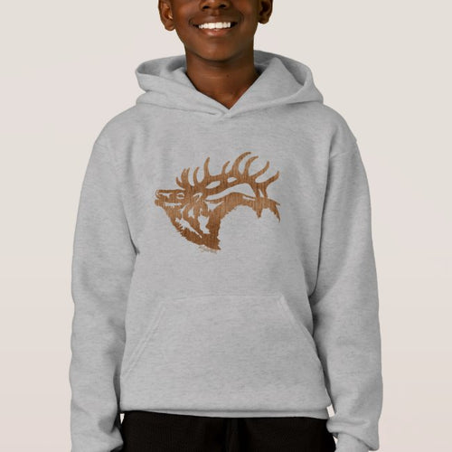 Bull Elk Silhouette - Kid's Hoodie Sweatshirt