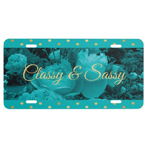 Light Turquoise Roses - License Plate