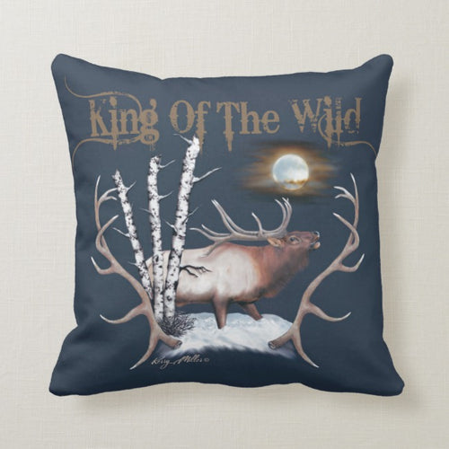 King Of The Wild~Bull Elk -Throw Pillow