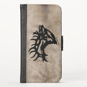 Bull Elk Silhouette - iPhone Wallet Case