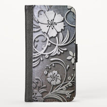 Load image into Gallery viewer, Silver Floral - iPhone Wallet Case