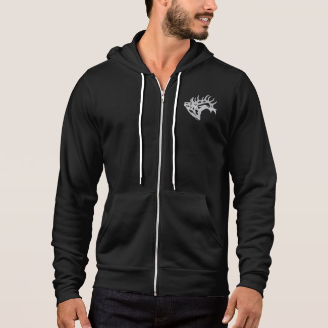 Bull Elk Silhouette - Full Zip Hoodie Sweatshirt