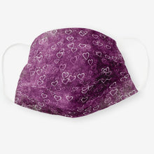 Load image into Gallery viewer, White and Purple Hearts - Cloth Face Mask