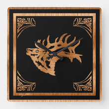 Load image into Gallery viewer, Bull Elk Silhouette - Square Wall Clock