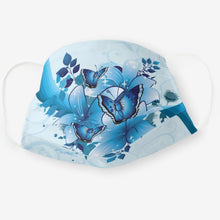 Load image into Gallery viewer, Blue Butterfly &amp; Flower - Cloth Face Mask