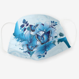 Blue Butterfly & Flower - Cloth Face Mask