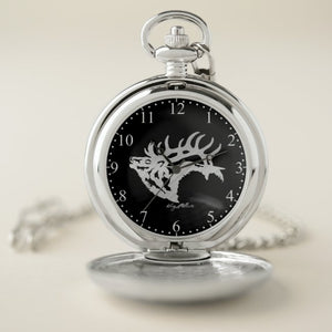 Bull Elk Silhouette- Pocket Watch