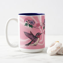 Load image into Gallery viewer, Hummingbird and Flowers - Two-Tone Coffee Mug