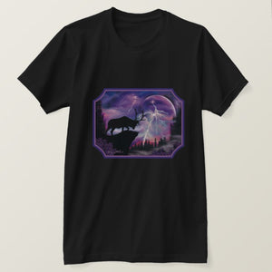 Bull Elk In Lightning Storm - T-Shirt