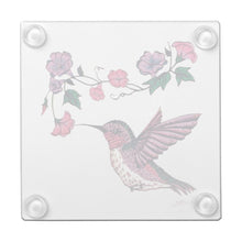 Load image into Gallery viewer, Hummingbird &amp; Flowers - Glass Coaster