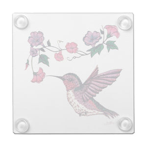 Hummingbird & Flowers - Glass Coaster