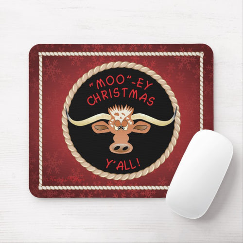 Longhorn Steer - Christmas Mouse Pad