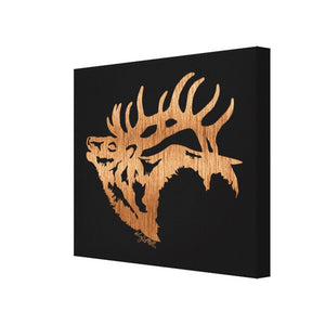 Bull Elk Silhouette - Canvas Print