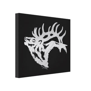 Bull Elk Silhouette - Canvas Print