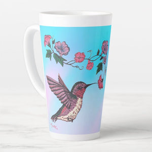 Hummingbird & Flowers - Latte Mug