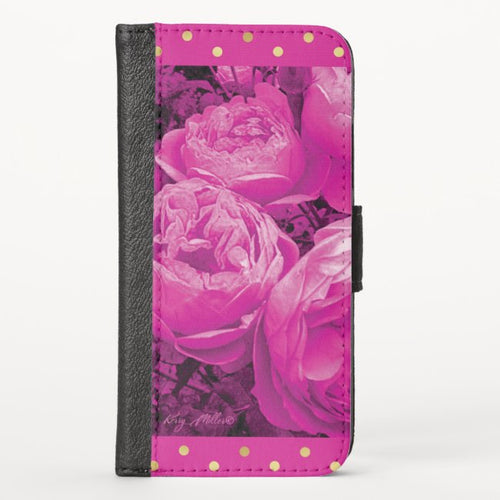 Hot Pink Roses - iPhone Wallet Case