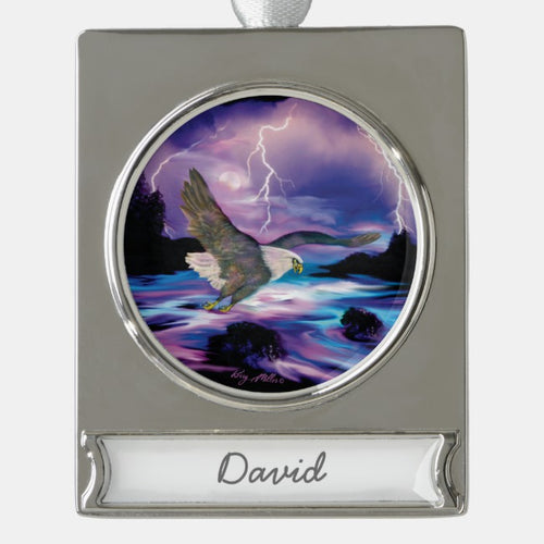 Bald Eagle - Silver Plated Banner Ornament