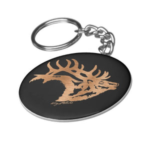 Bull Elk Silhouette - Keychain