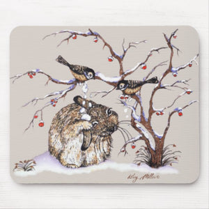 Bunny & Snow Birds - Mouse Pad