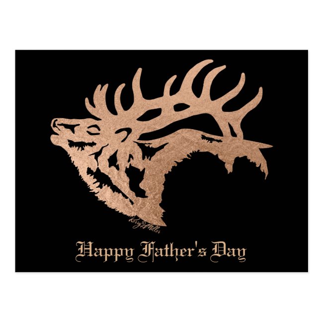 Copper Bull Elk Silhouette - Postcard