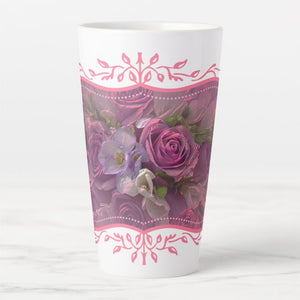 Pink And Purple Roses - Latte Mug