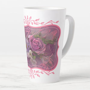 Pink And Purple Roses - Latte Mug