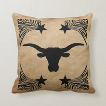 Load image into Gallery viewer, Longhorn Steer Silhouette - Throw Pillow