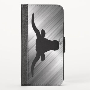 Longhorn Steer Silhouette - iPhone Wallet Case