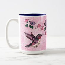 Load image into Gallery viewer, Hummingbird &amp; Flowers - Two-Tone Coffee Mug