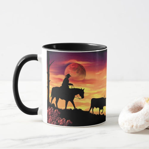 Cowboy & Longhorn Steer - Coffee Mug