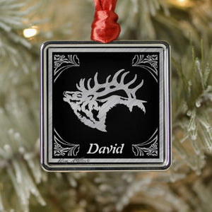 Bull Elk Silhouette - Metal Ornament