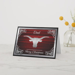 Longhorn Steer Silhouette - Christmas Card