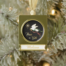 Load image into Gallery viewer, White Dove - Gold Plated Banner Ornament