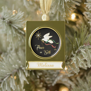 White Dove - Gold Plated Banner Ornament