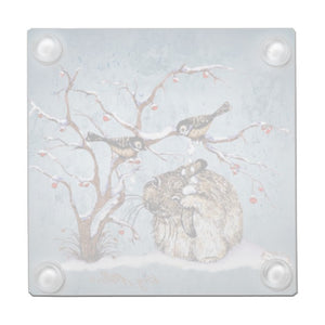 Bunny & Snow Birds - Glass Coaster