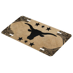 Longhorn Steer Silhouette - License Plate