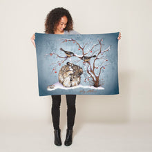 Load image into Gallery viewer, Bunny &amp; Snow Birds - Fleece Blanket