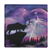 Load image into Gallery viewer, Bull Elk In Lightning Storm - Glass Coaster