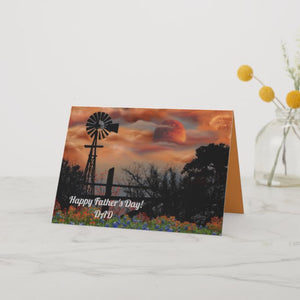 Windmill & Moon - Greeting Card