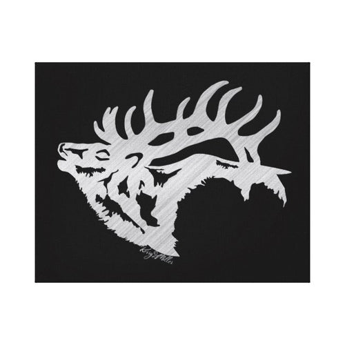 Bull Elk Silhouette - Canvas Print