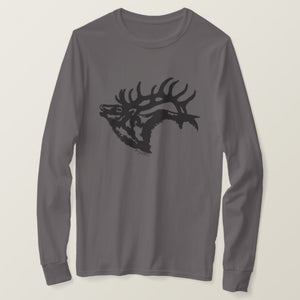 Bull Elk Silhouette - Long Sleeve T-Shirt